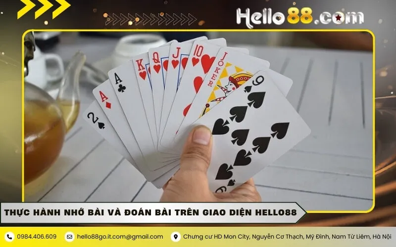 Thực hành nhớ bài và đoán bài trên giao diện Hello88